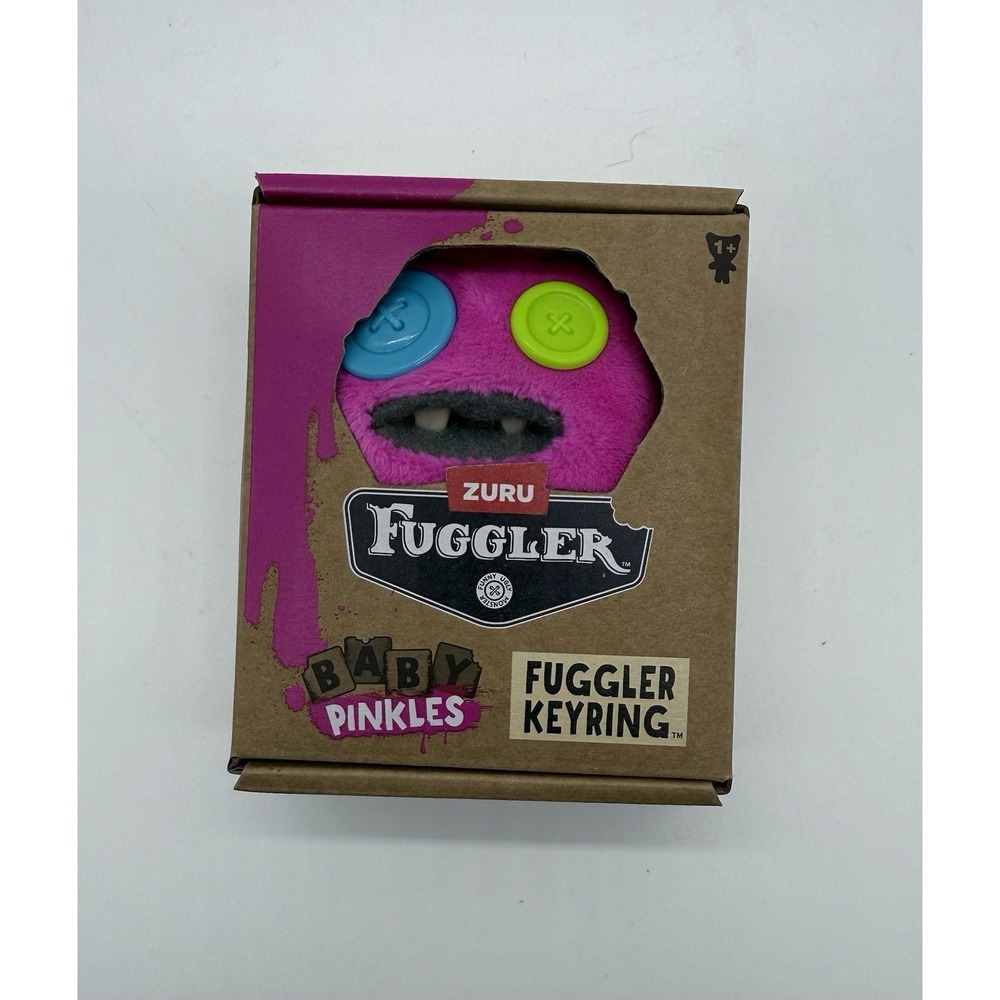 FUGGLER Baby Pinkles Keyring PINK BABY SASQUOOSH Key Chain Plush Clip‎ NEW